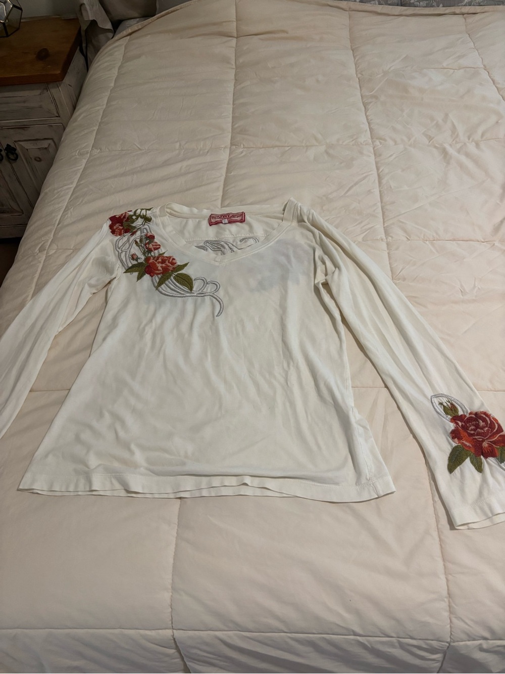 Johnny Was Bell Sleeve Embroidered T Shirt - Picture 7 of 10